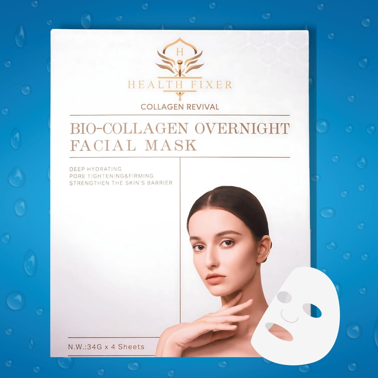 Bio-Collagen Real Deep Mask, Hydrating Overnight Hydrogel Mask, Pore Minimizing