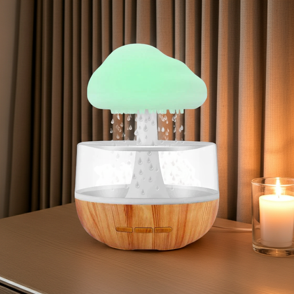 Desktop Rain Cloud Humidifier Relax Aromatherapy Lamp USB Rain Sound Diffuser 280Ml Colorful Night Light for Home