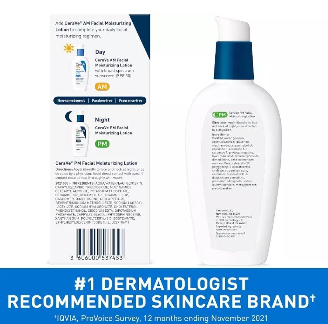 2 Pack Cerave Facial Moisturizing Lotion PM Ultra Lightweight 3 Oz USA SHIPPING