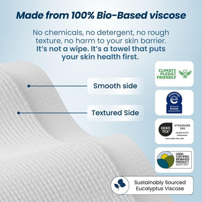 Clean Towels XL™, 100% USDA Biobased Face Towel, Disposable Face Towelette, Eczema Association Accepted, Makeup Remover Dry Wipes, Ultra Soft (30 Count (Pack of 3))