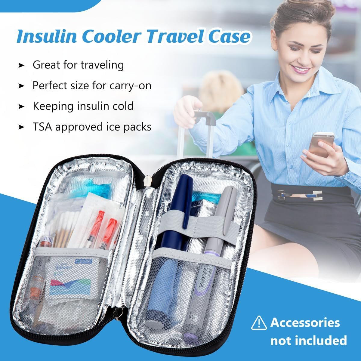 Insulin Cooler Travel Case, Portable Insulated Organizer for Insulin,Medica