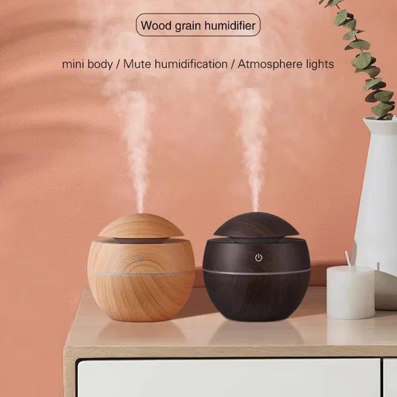 USB Ultrasonic Cool Mist Sprayer Essential Oil Fragrance Mini Home Wood Grain Air Humidifier Electric Air Aroma Diffuser Purifie