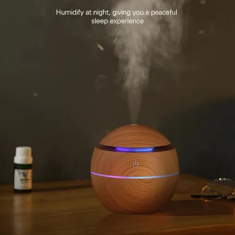 USB Ultrasonic Cool Mist Sprayer Essential Oil Fragrance Mini Home Wood Grain Air Humidifier Electric Air Aroma Diffuser Purifie
