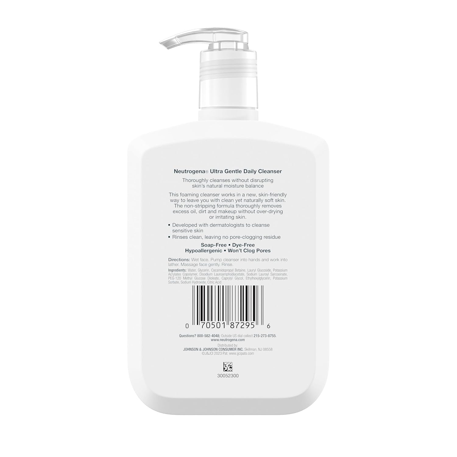 Ultra Gentle Foaming Facial Cleanser, Foaming Face Wash for Sensitive Skin, Gently Cleanses Away Dirt, Oil & Makeup without over Drying, Fragrance-Free, 12 Fl. Oz