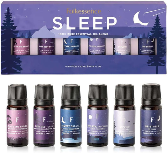 Sleep Essential Oils for Diffusers for Home - Set of 6 | Premium Relaxing Essential Oil Set for Sleep Essentials, Aromatherapy & Meditation | Lavender, Peppermint, Jasmine Eucalyptus Orange