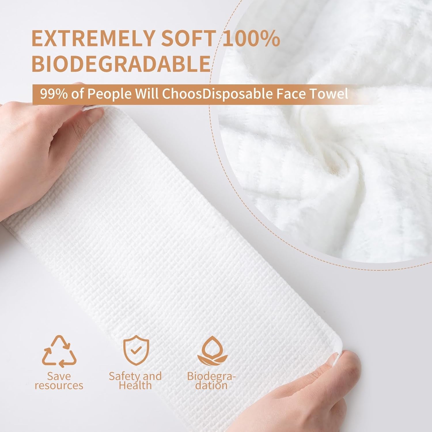 XL Disposable Face Towel| 100 Count Extra Thick & Super Soft Plant Fiber Clean Facial Towels for All Skin (Sensitive Skin Included)| Makeup Remover Dry Wipes