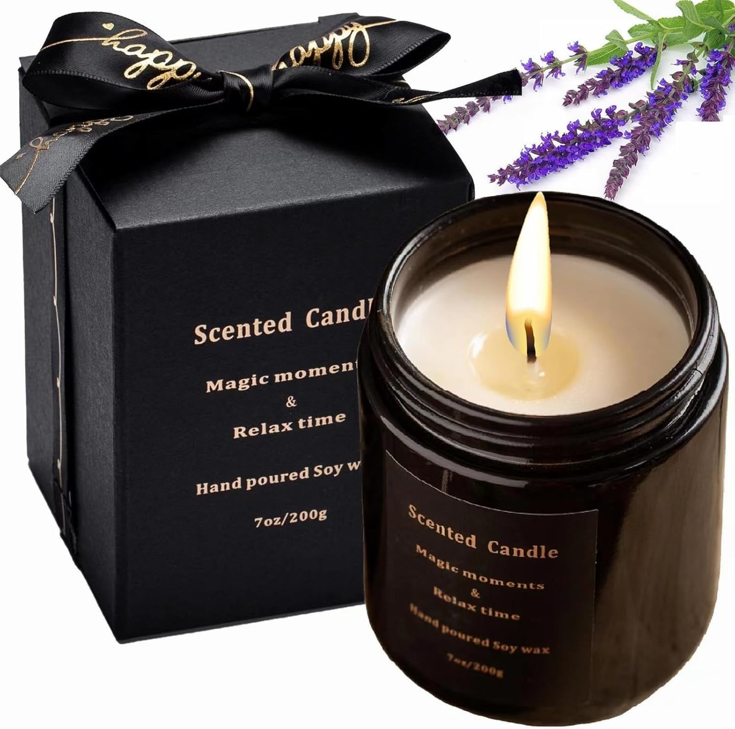 Sage Candle - Sage Candles for Cleansing, Soy Candles Non Toxic, Velas Aromáticas Para El Hogar, Strong Scented Candles, White Sage Candle, Mix Fragrance Smokeless 100% Natural 7Oz 40H(Sage &Sea Salt)