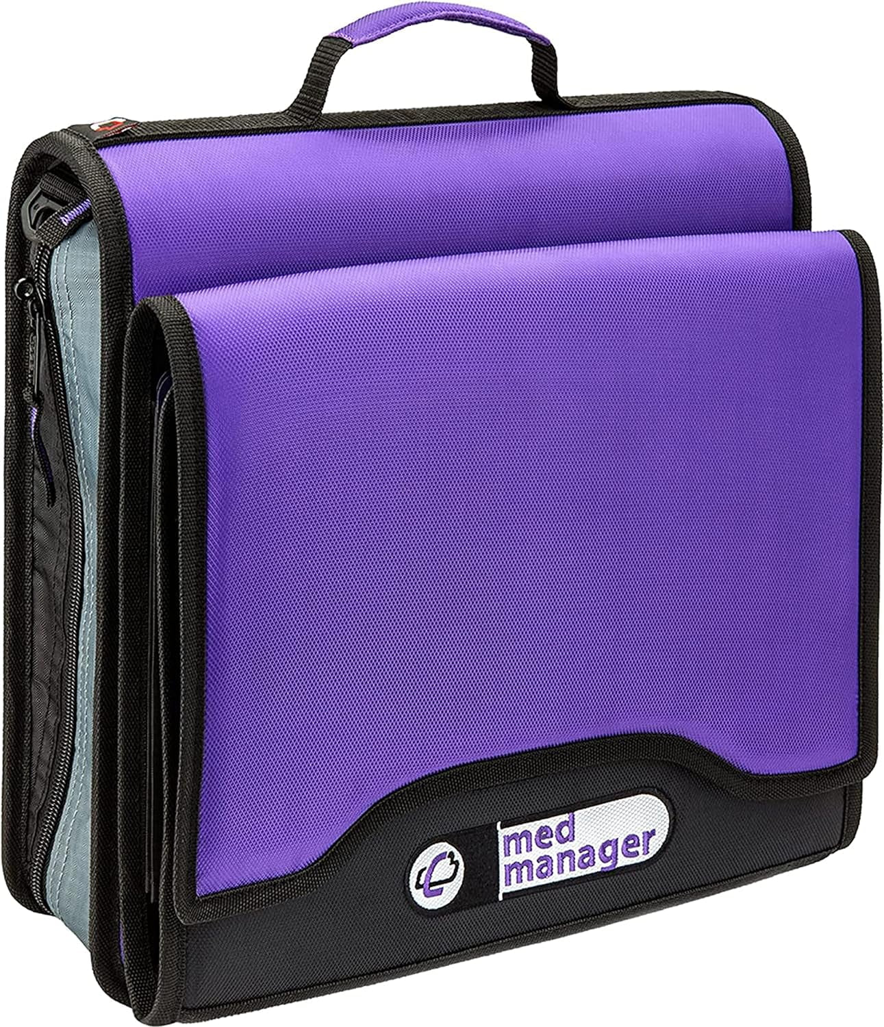 Medium Diabetic Medicine Organizer and Portable Medical Binder, Insulated and Syringe Pouches, 6-Pocket 5-Tab Expanding File Folder, Holds 15 Pill Bottles, Purple, 13 X 13 X 4.5 Inches