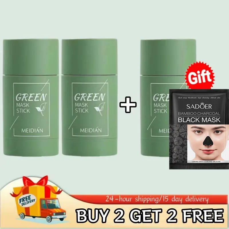 Green Tea Remove Blackhead Solid Mask Dispel Acne Blemish Cleansing Stick Mask Shrink Pores Tighten Whitening Skin Care Products