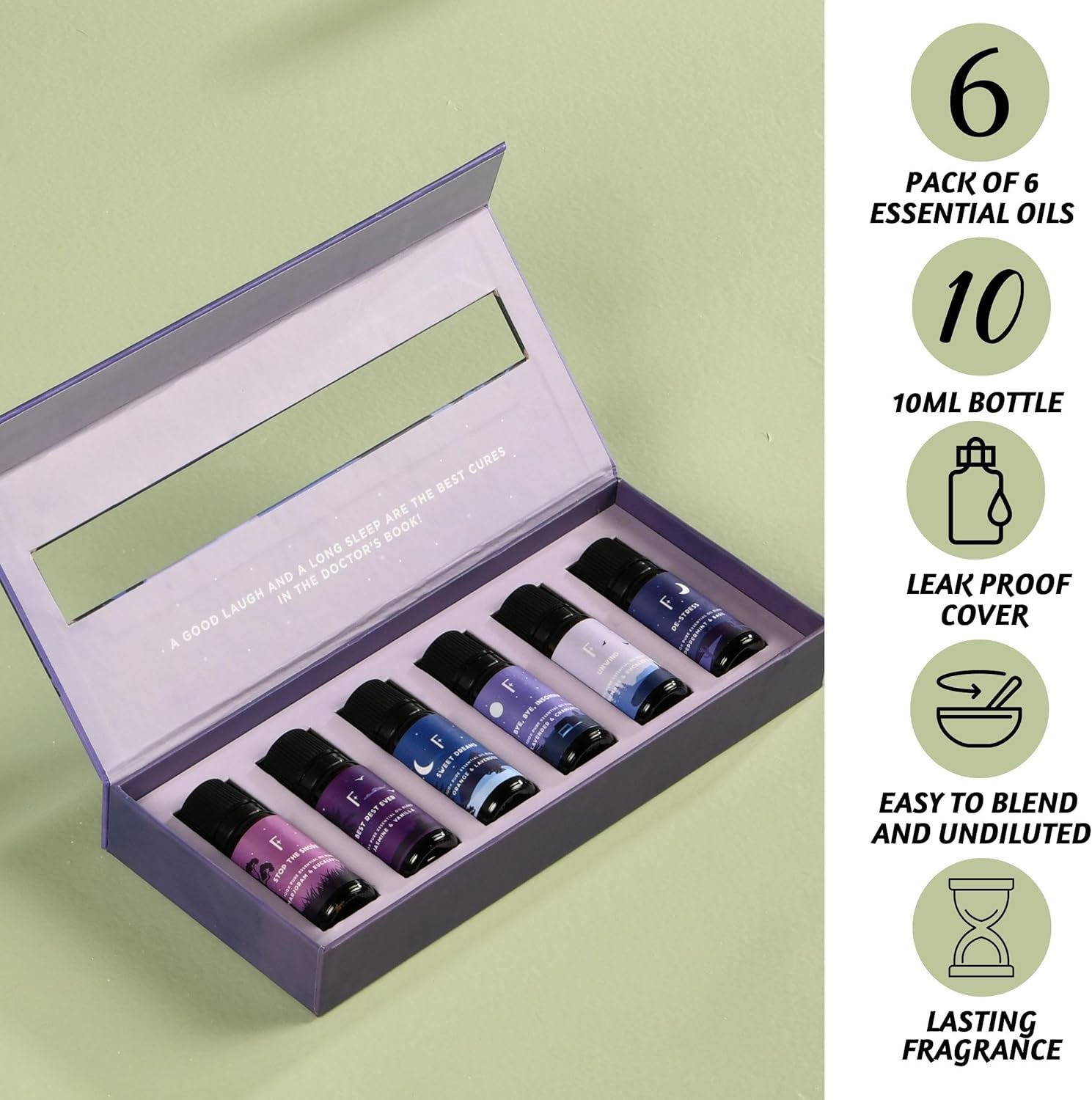 Sleep Essential Oils Set | Set of 6 Pure Essential Oils for Diffusers for Home | Essential Oil Blend or Oil Diffuser Essential Oils | Lavender, Rosemary & Peppermint