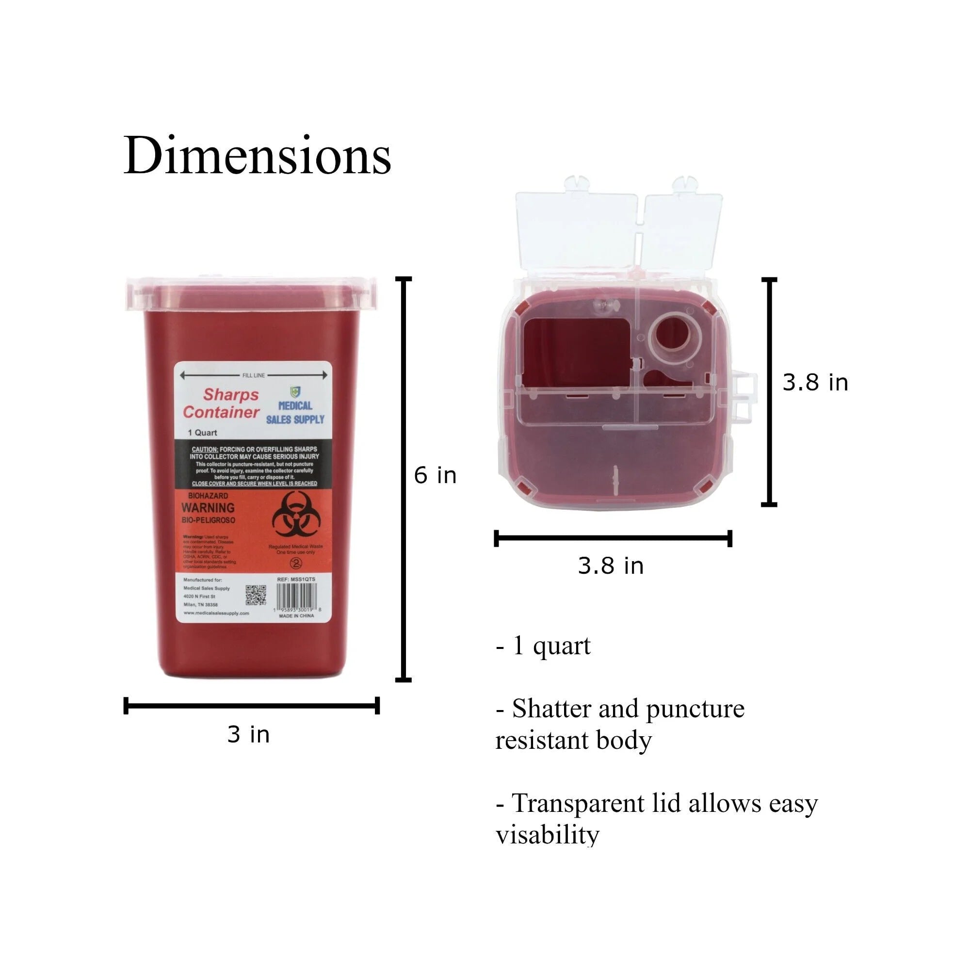 Portable GSC-1Q Sharps Container for Biohazard Needles