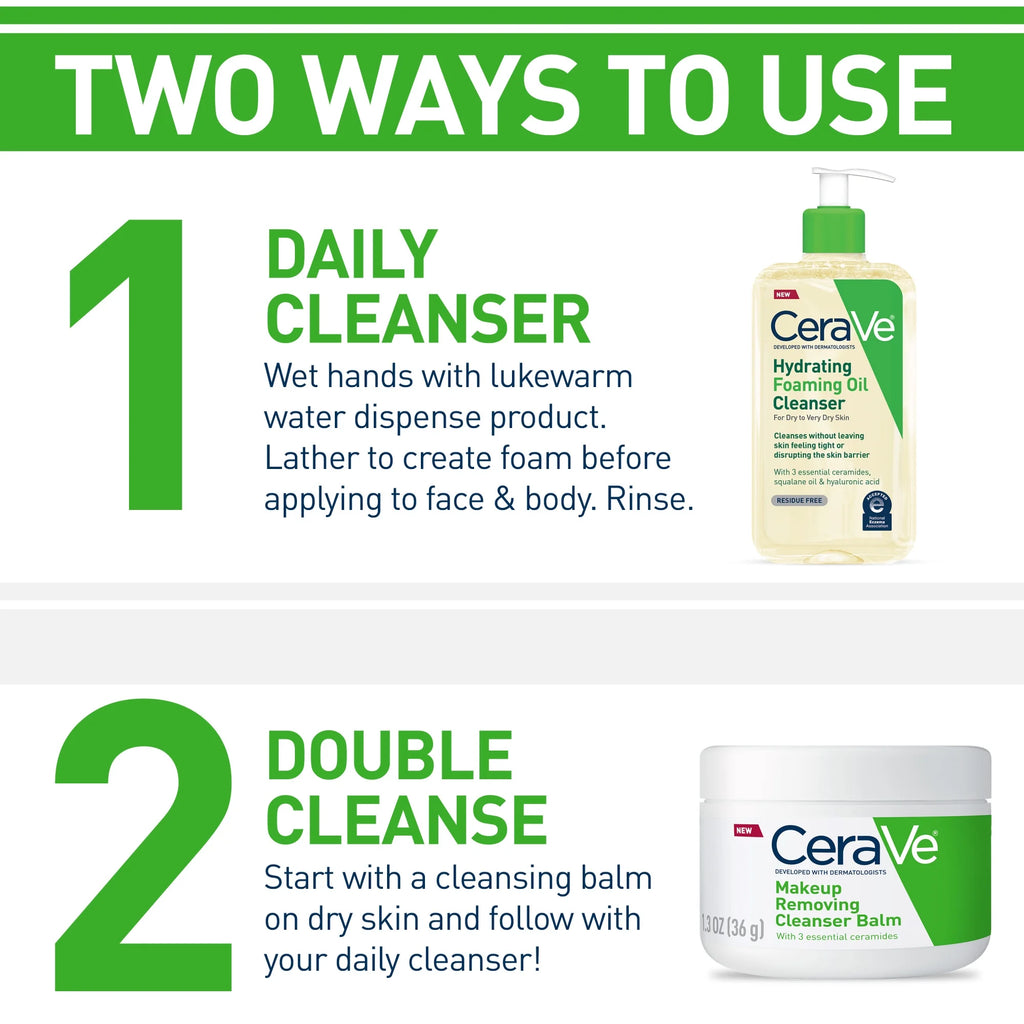 Hydrating Foaming Oil Cleanser, Daily Face Wash for Dry to Very Dry Skin, 12 Fl Oz