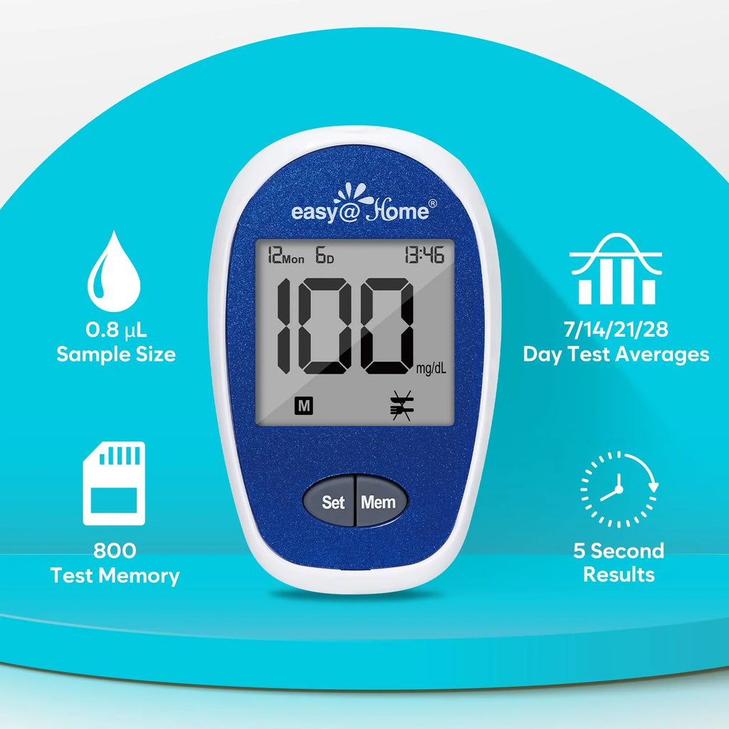 Diabetes Testing Kit, Blood Glucose Monitor with 1 Lancing Device, 100 Test Strips, 100 Lancets