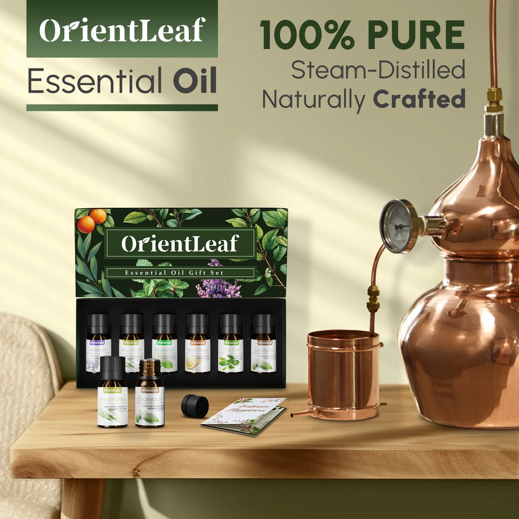 Essential Oils Set with Greetingift Card, 100% Pure Essential Oil Gift Set for Essential Oil Diffuser, Aromatherapy, Sleep, Massage & DIY