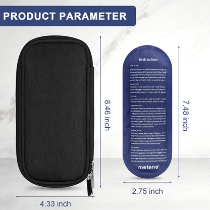 Insulin Pen Cooler Travel Case, Diabetic Medication Insulated Bag, 2 * 90G Ice Packs, Small