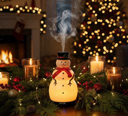 Christmas Essential Oil Diffuser Gifts Ceramic Snowman Diffuser 120Ml Holiday Diffuser for Essential Oil Cute Small Aromatherapy Humidifier Diffuser for Home Office Decorations