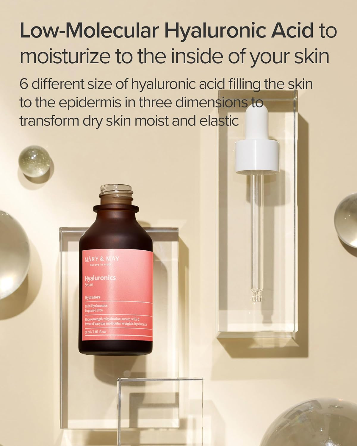 Hyaluronics Serum - Deeply Hydrating Multi-Hyaluronic Acid Serum for Improved Skin Moisture and Elasticity - Korean Skincare, EWG Green Grade, Hypoallergenic, 1.01 Fl.Oz.