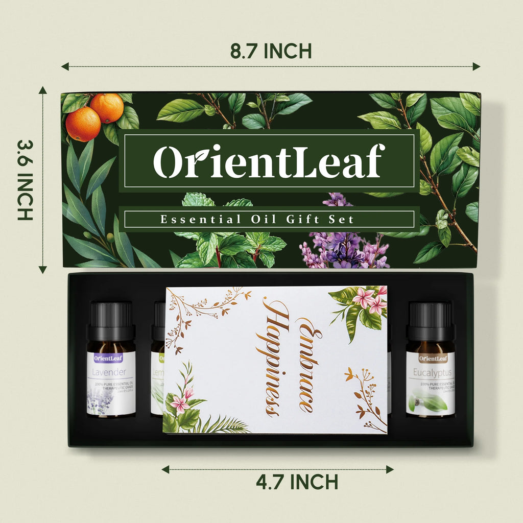 Essential Oils Set with Greetingift Card, 100% Pure Essential Oil Gift Set for Essential Oil Diffuser, Aromatherapy, Sleep, Massage & DIY