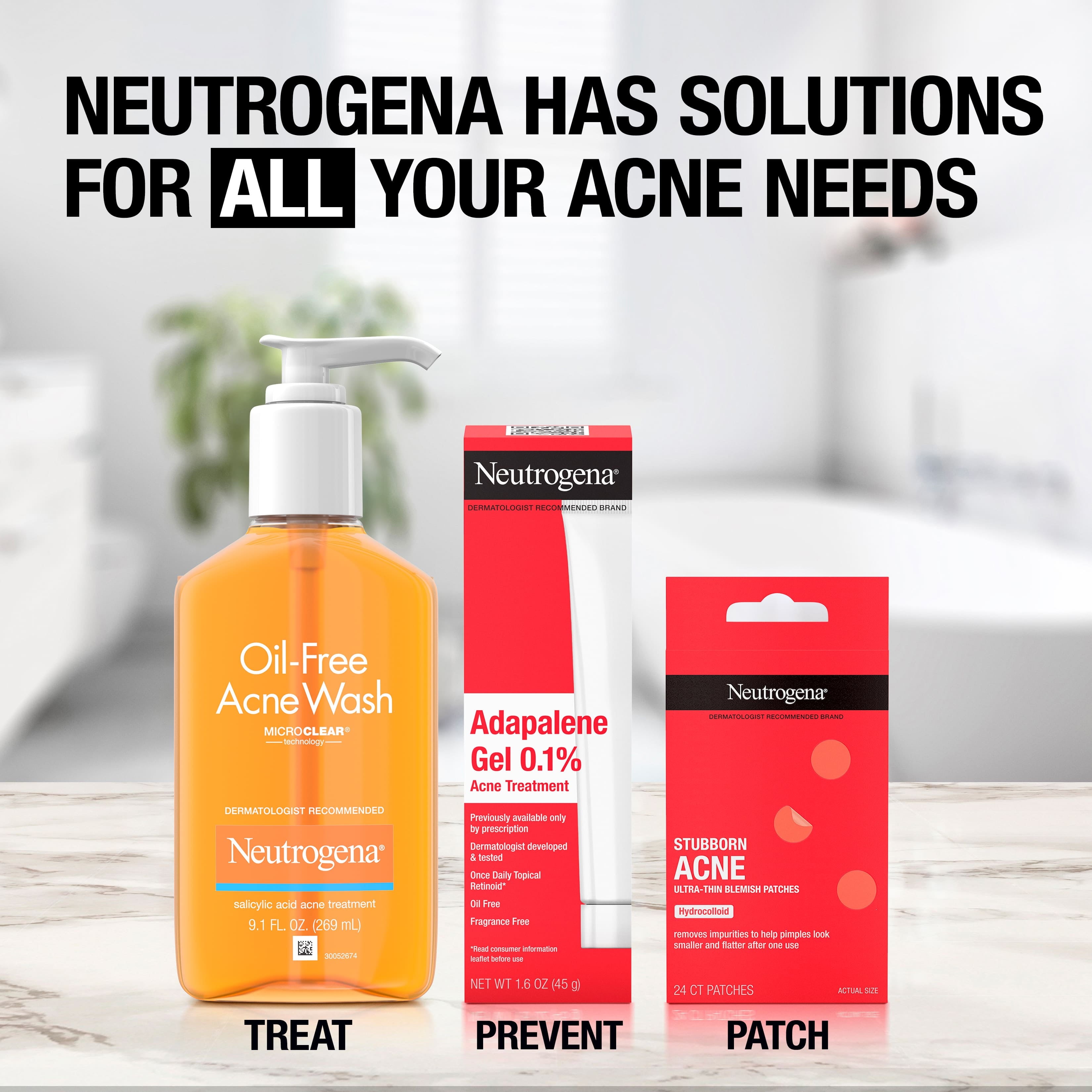 Acne Solutions: Cleanser, Treatment, & Patches, 3 Items