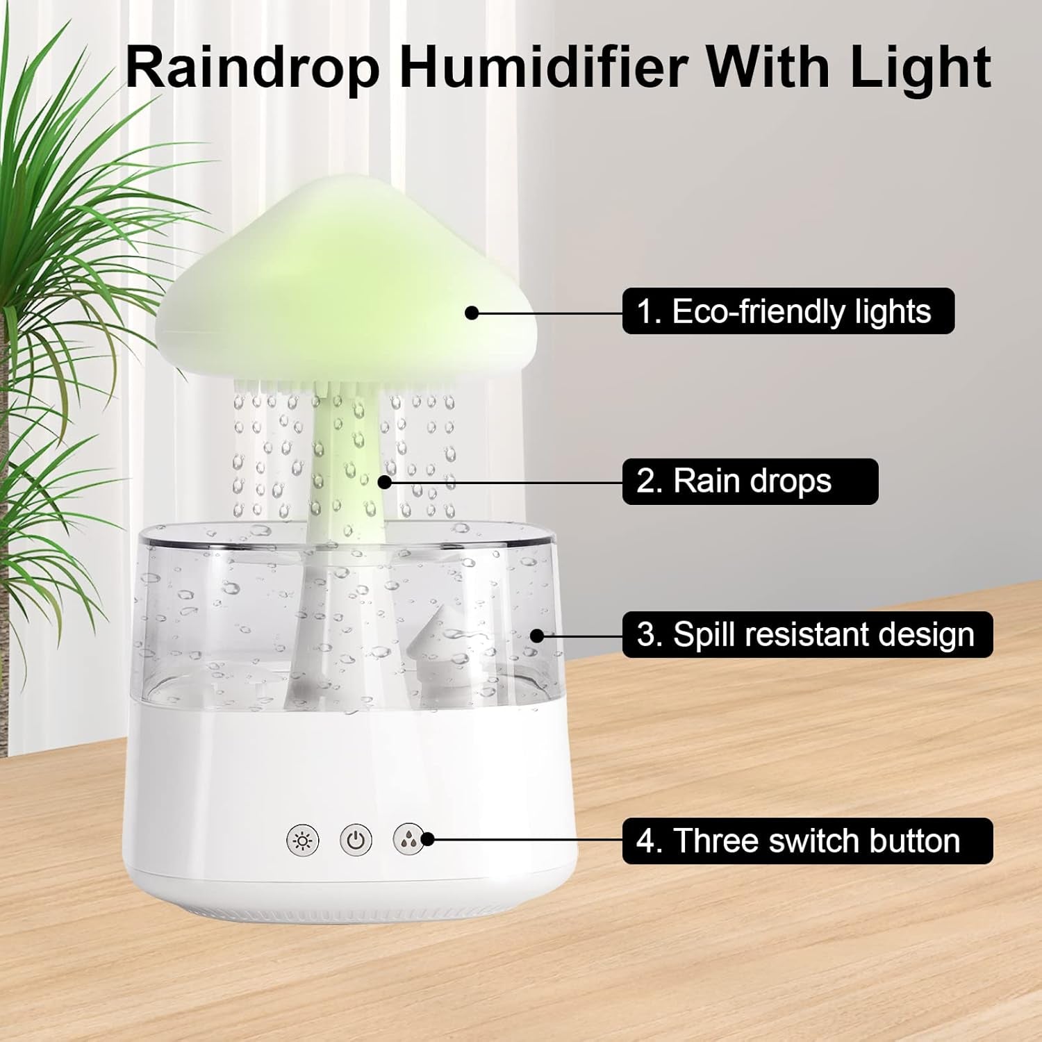 Cloud Rain Humidifier, Night Light Aromatherapy Essential Oil Diffuser, 7 Colors Desktop Diffuser with Water Sound for Home Room Office (White)