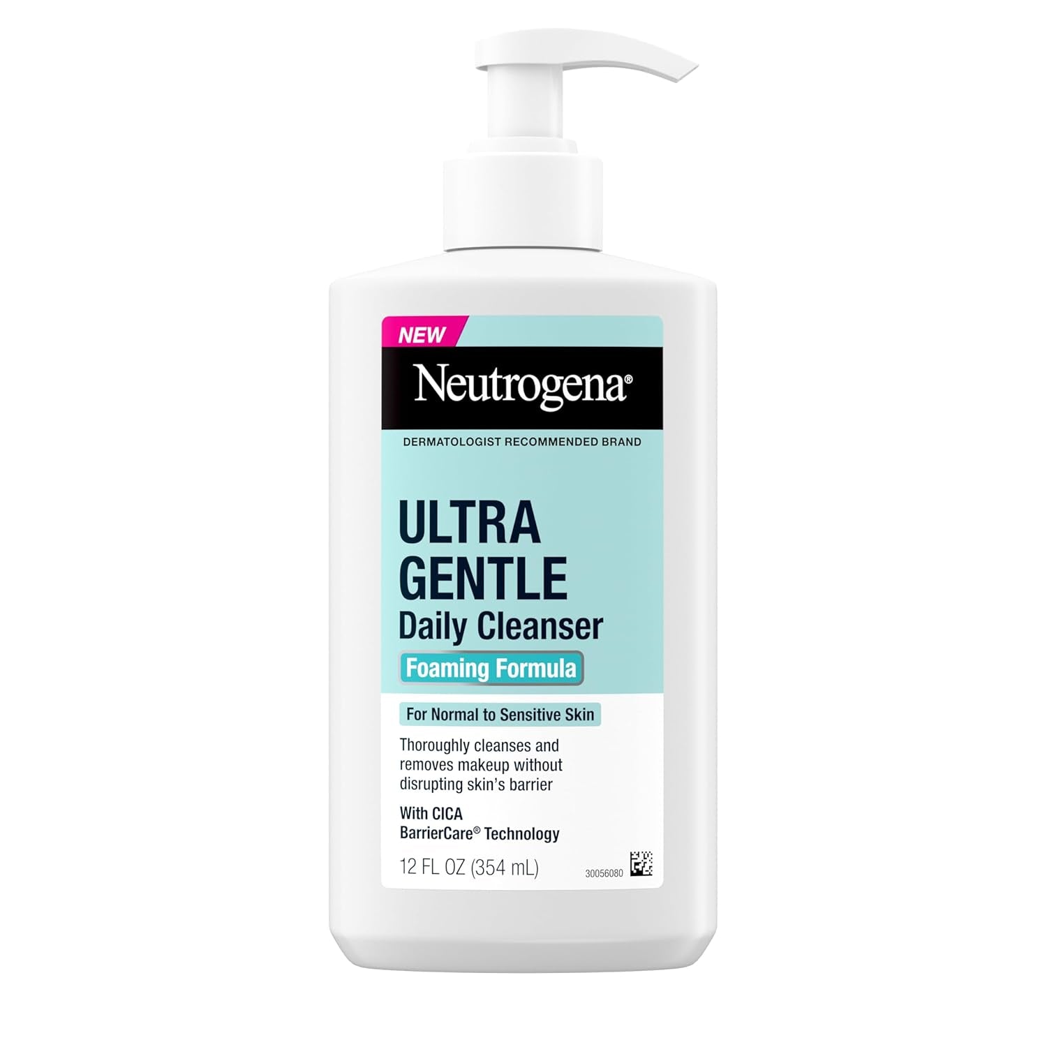 Ultra Gentle Foaming Facial Cleanser, Foaming Face Wash for Sensitive Skin, Gently Cleanses Away Dirt, Oil & Makeup without over Drying, Fragrance-Free, 12 Fl. Oz