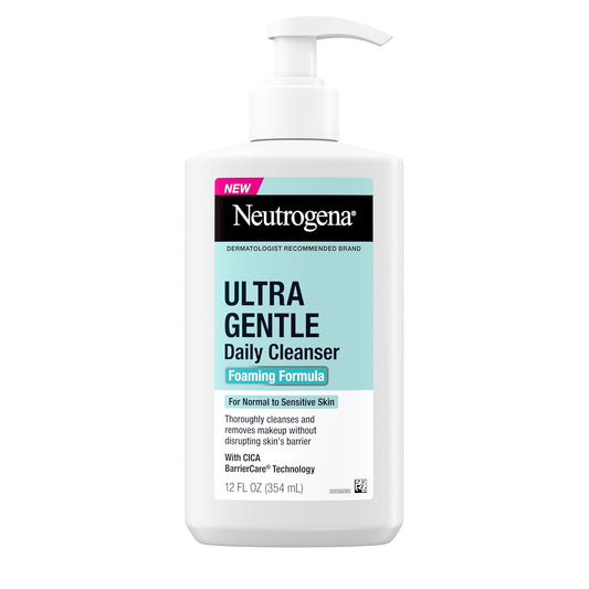 Ultra Gentle Foaming Facial Cleanser, Foaming Face Wash for Sensitive Skin, Gently Cleanses Away Dirt, Oil & Makeup without over Drying, Fragrance-Free, 12 Fl. Oz