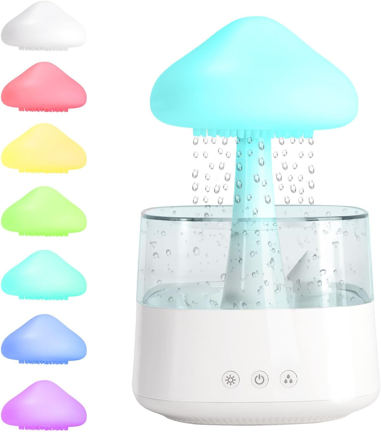 Cloud Rain Humidifier, Night Light Aromatherapy Essential Oil Diffuser, 7 Colors Desktop Diffuser with Water Sound for Home Room Office (White)