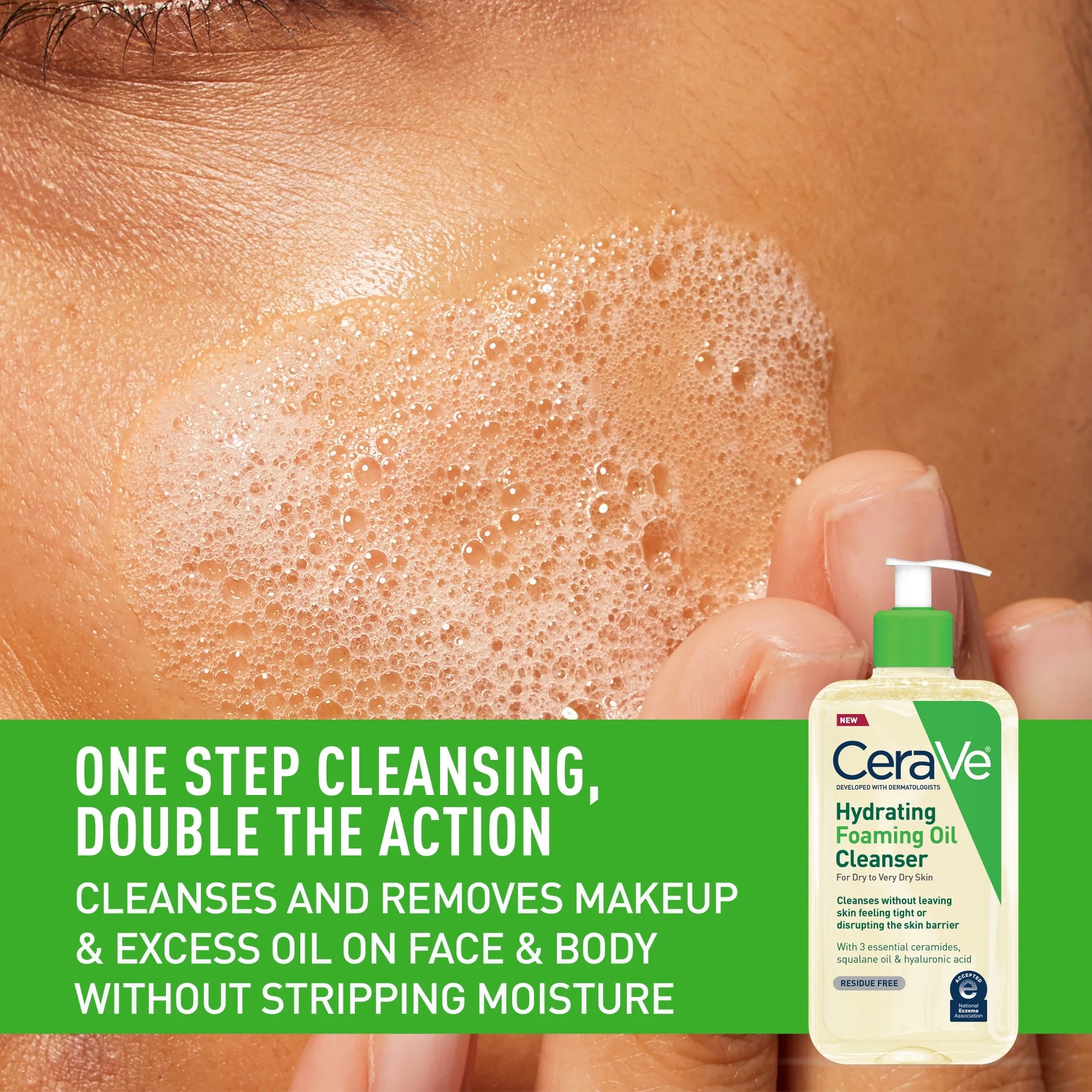 Hydrating Foaming Oil Cleanser, Daily Face Wash for Dry to Very Dry Skin, 12 Fl Oz