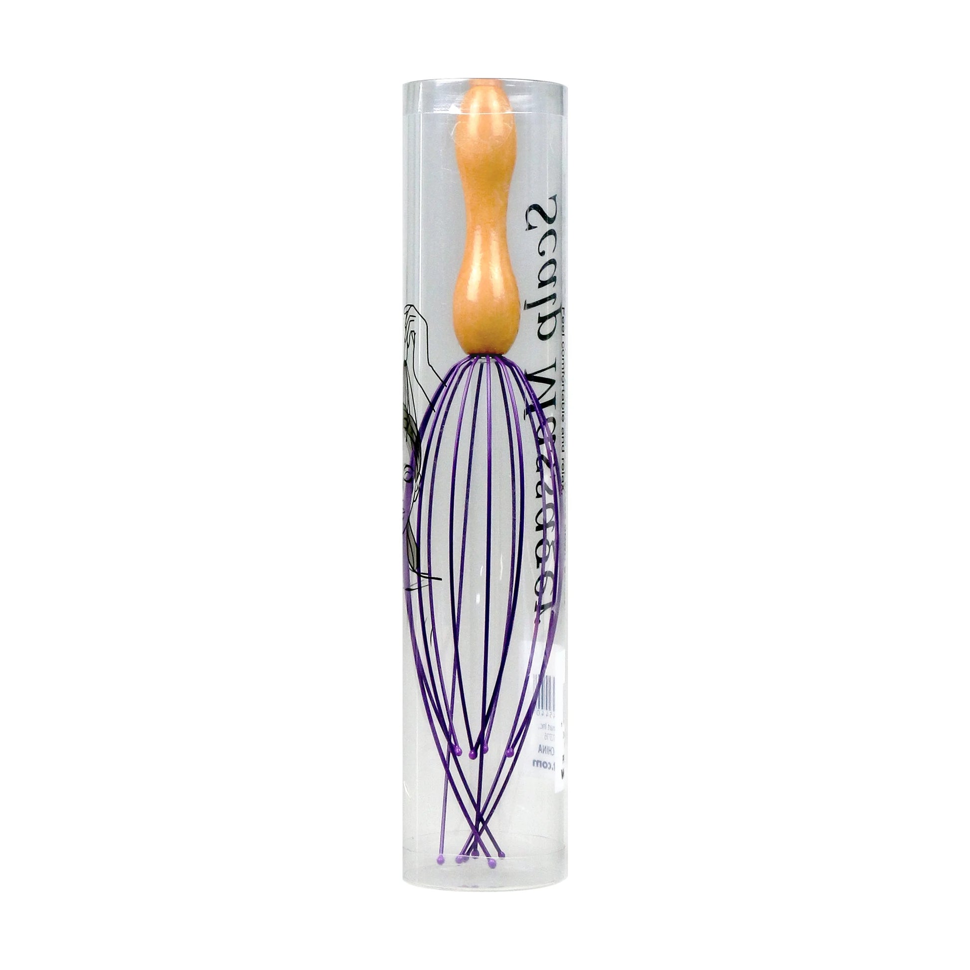 Wooden Scalp Massager, Stainless Legs, Purple