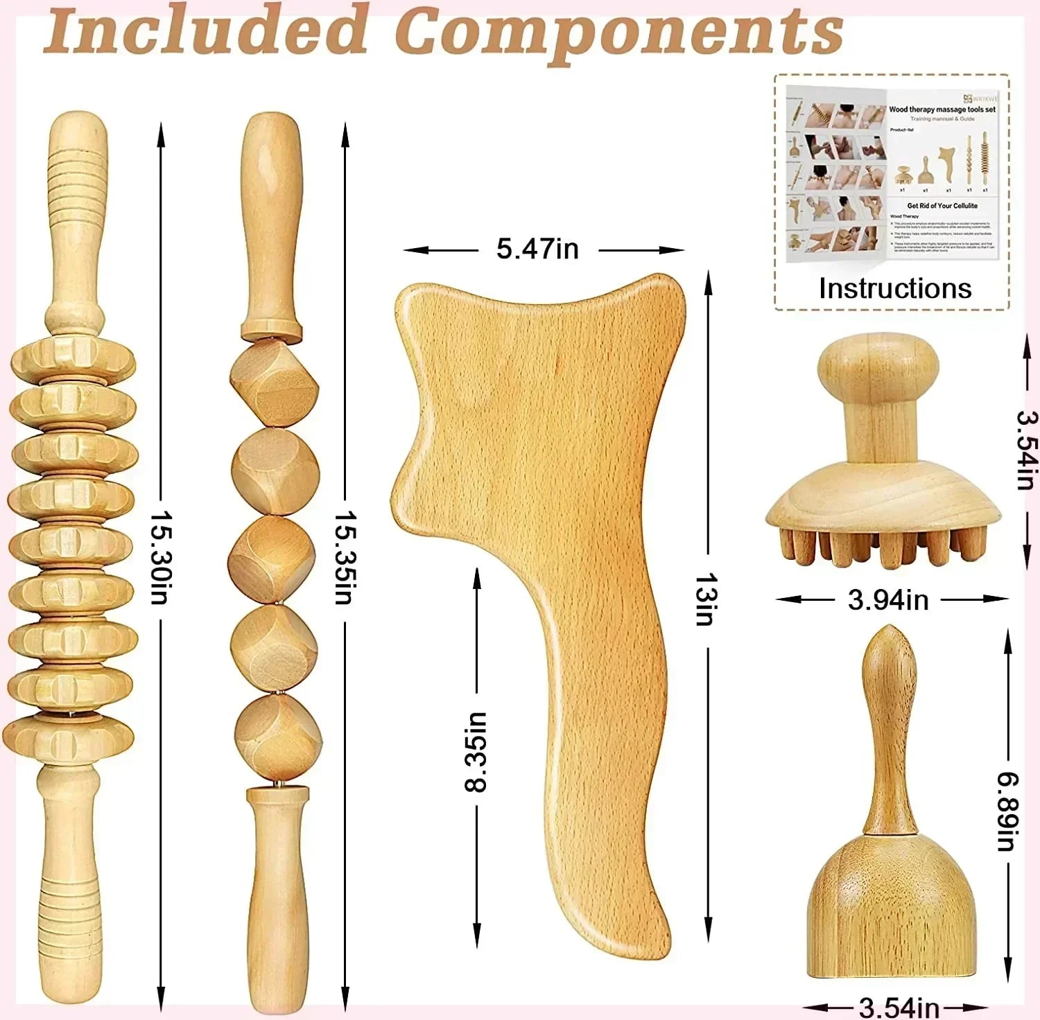 Massage Tools Wood Therapy for Body Contour Maderotherapy Cellulite Body Massager Roller Lymphatic Massage Wooden Massage Tools