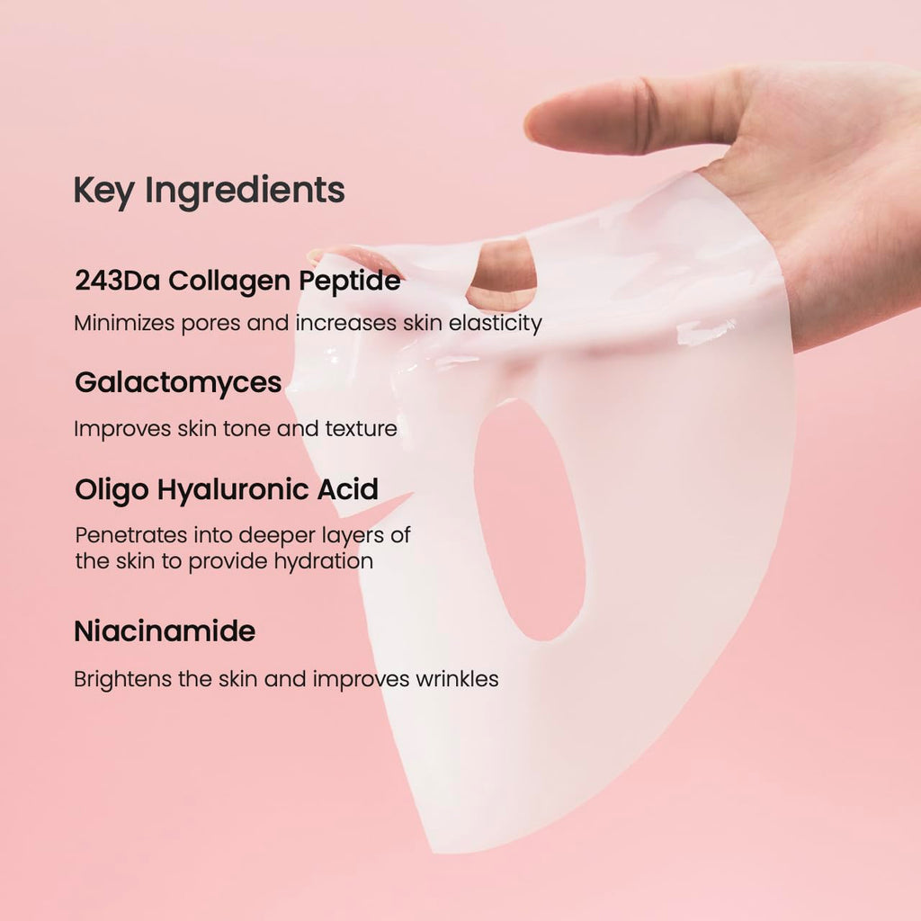 Bio-Collagen Real Deep Mask, Hydrating Overnight Hydrogel Mask, Pore Minimizing, Elasticity Improvement, 34G X4Ea